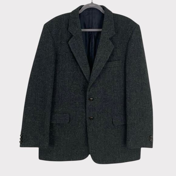 Hector Russel Harris Tweed Mens Grey Button Down Wool Suit Jacket